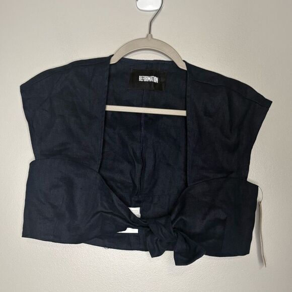 Reformation Linen Blend Twist Front Crop Top NWT - Picture 1 of 4